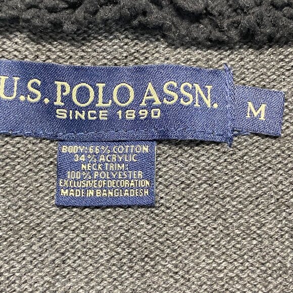U.S. Polo Assn. Mens Striped Pullover Sweater Size M Gray & Black Cotton Blend - Picture 5 of 11